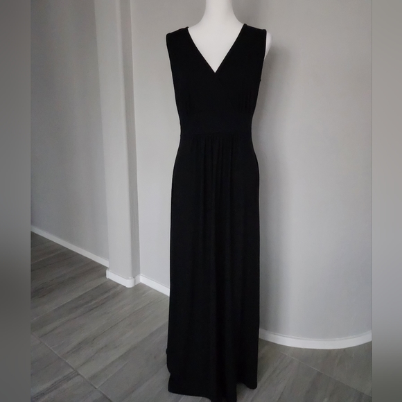 Woosea Sleeveless Maxi Cross Over V-neck Black High Panel Waist Gathered Size L - Picture 5 of 13